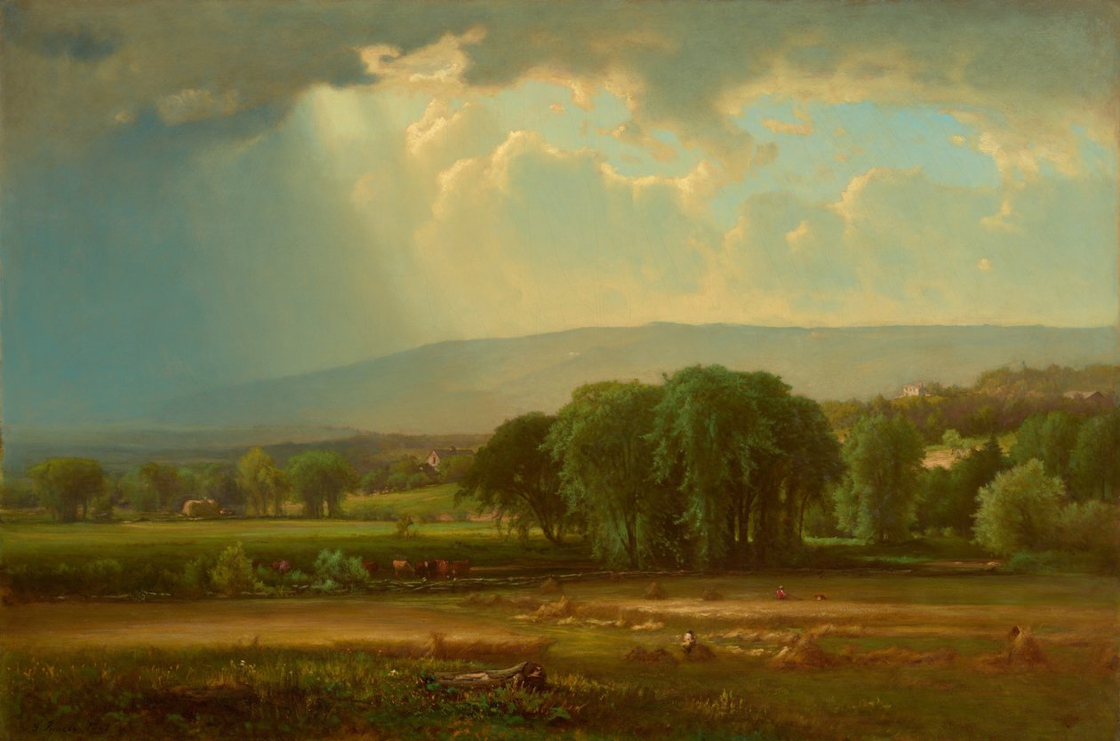 Harvest Scene i Delaware Valley av George Inness