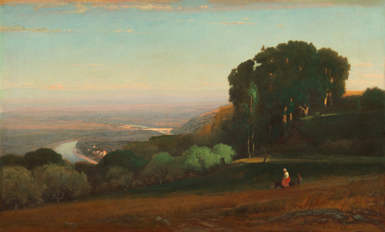 Utsikt over Tiberen nær Perugia av George Inness