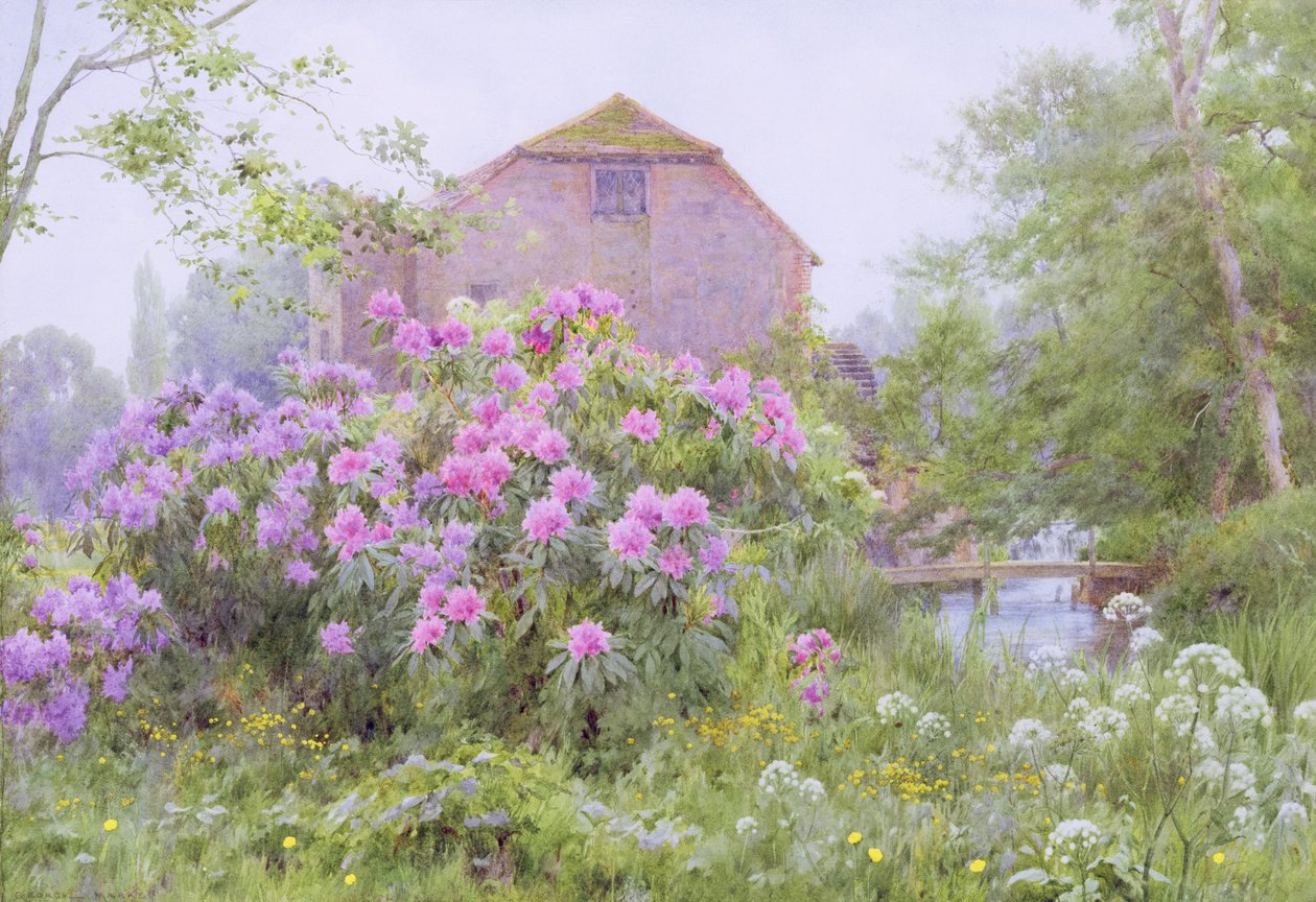 Rhododendron ved en vannmølle av George Marks
