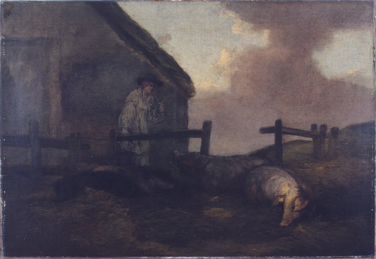 Svinegjerde (olje på lerret) av George Morland