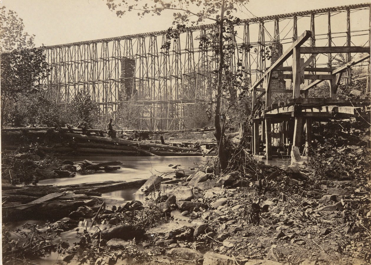 Trestle Bridge ved Whiteside av George N. Barnard