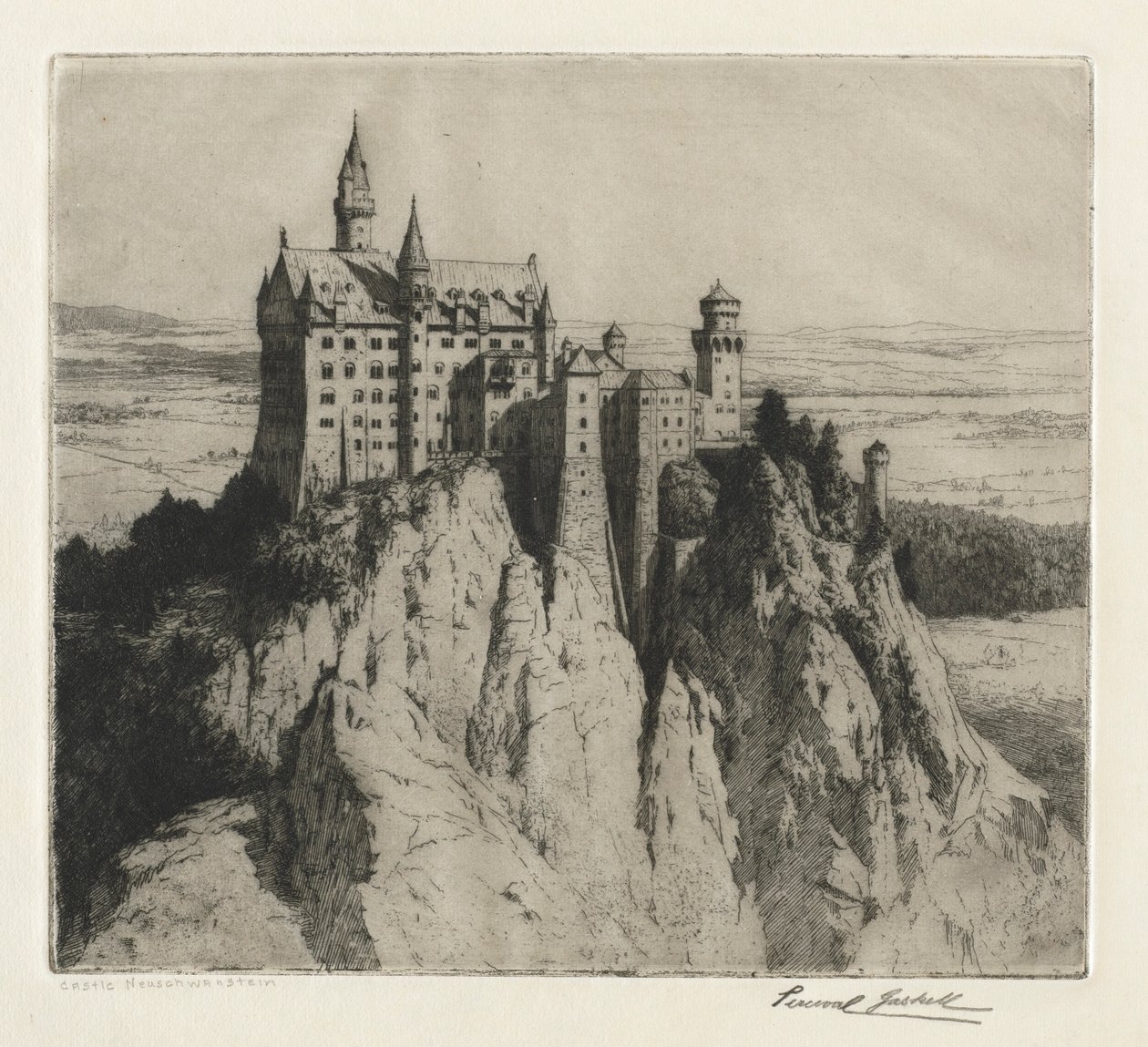 Slott Neuschwanstein, sent på 1800-tallet – begynnelsen av 1900-tallet. av George Percival Gaskell