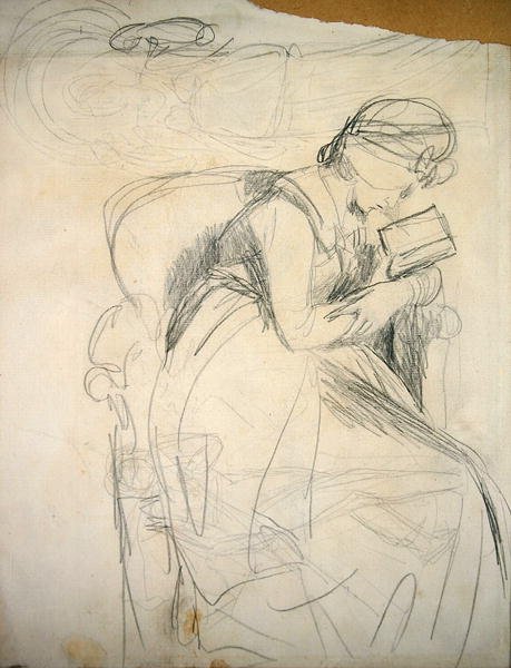 Serena Reading (blyant på papir) av George Romney