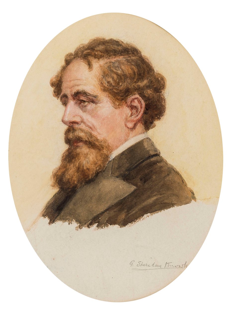 Portrett av Charles Dickens. av George Sheridan Knowles