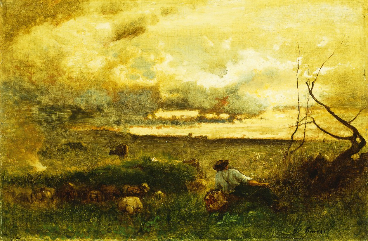 Gylden solnedgang, av George Snr. Inness