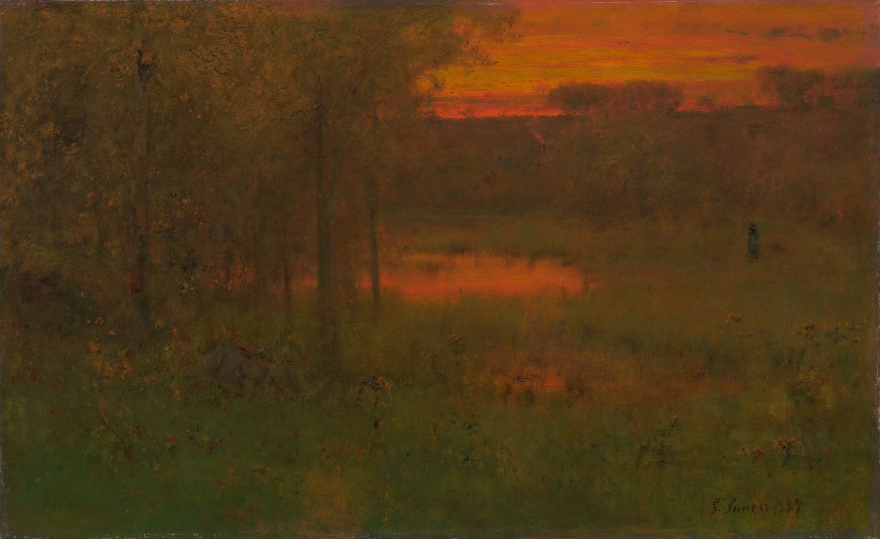 Landskap, solnedgang, 1887?89 av George Snr. Inness