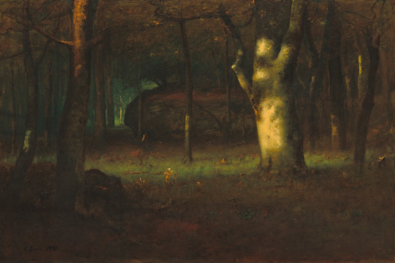 Solnedgang i skogen, 1891 av George Snr. Inness