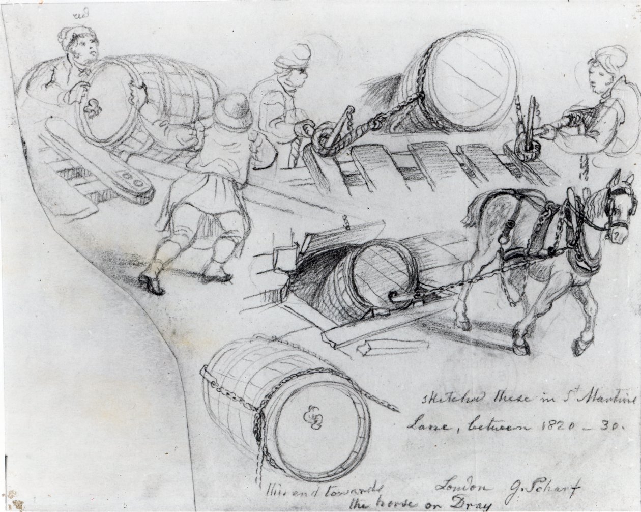 Draymen og hest, ca. 1820-30 av George Snr Scharf
