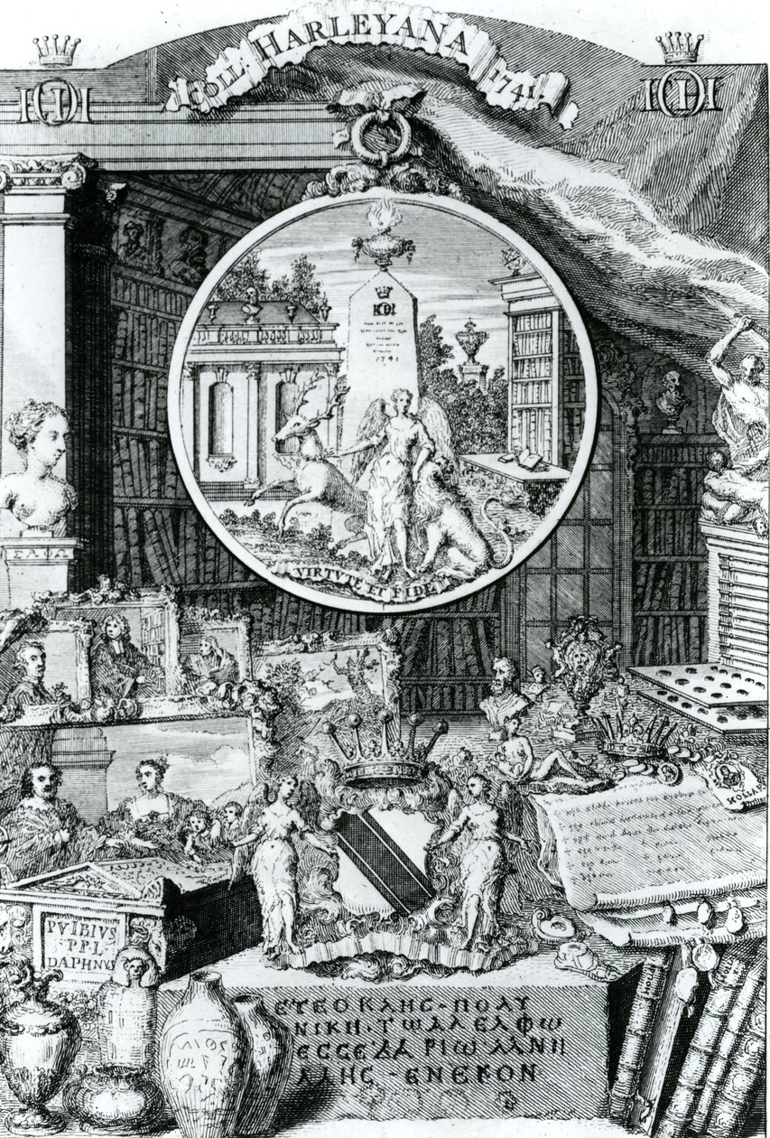 Bookplate of Lord Harley, 1741 av George Vertue