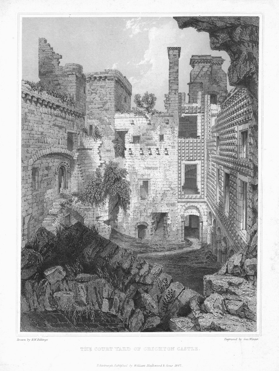 Gårdsplassen til Crichton Castle, c1847. av George Winter