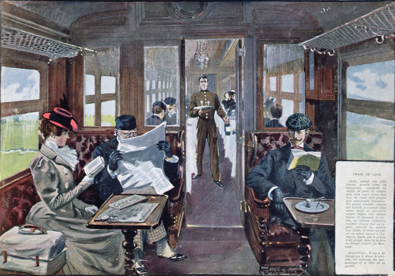 Restaurantvogn i et luksustog, av Georges Bertin Scott