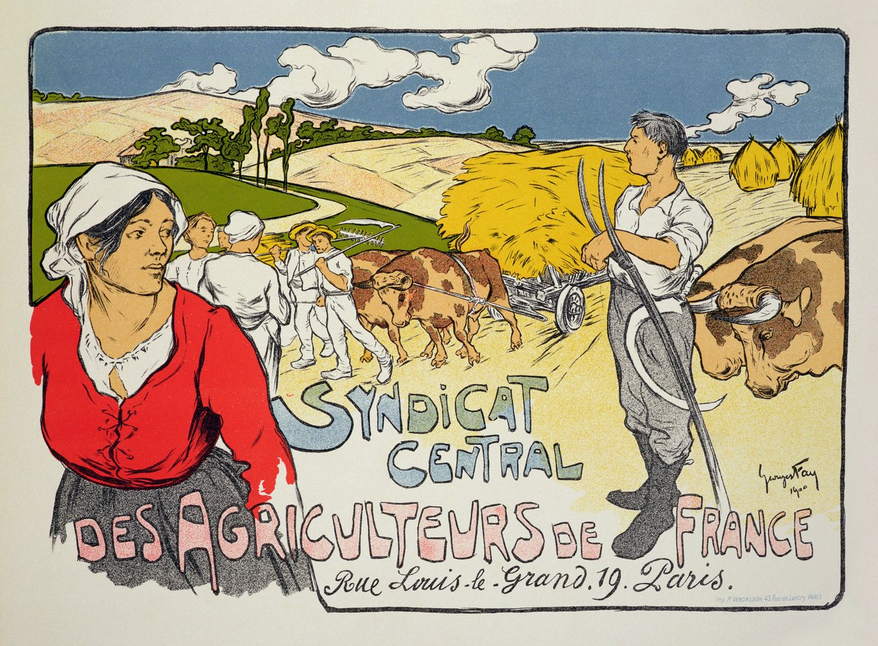 Reproduksjon av en plakat som reklamerer for Central Syndicate of French Farmers, 1900 av Georges Fay