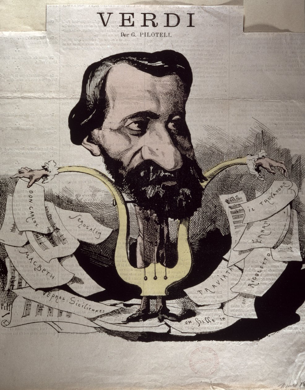 Giuseppe Verdi (1813-1901), karikatur, 1860-tallet av Georges Labadie Pilotell