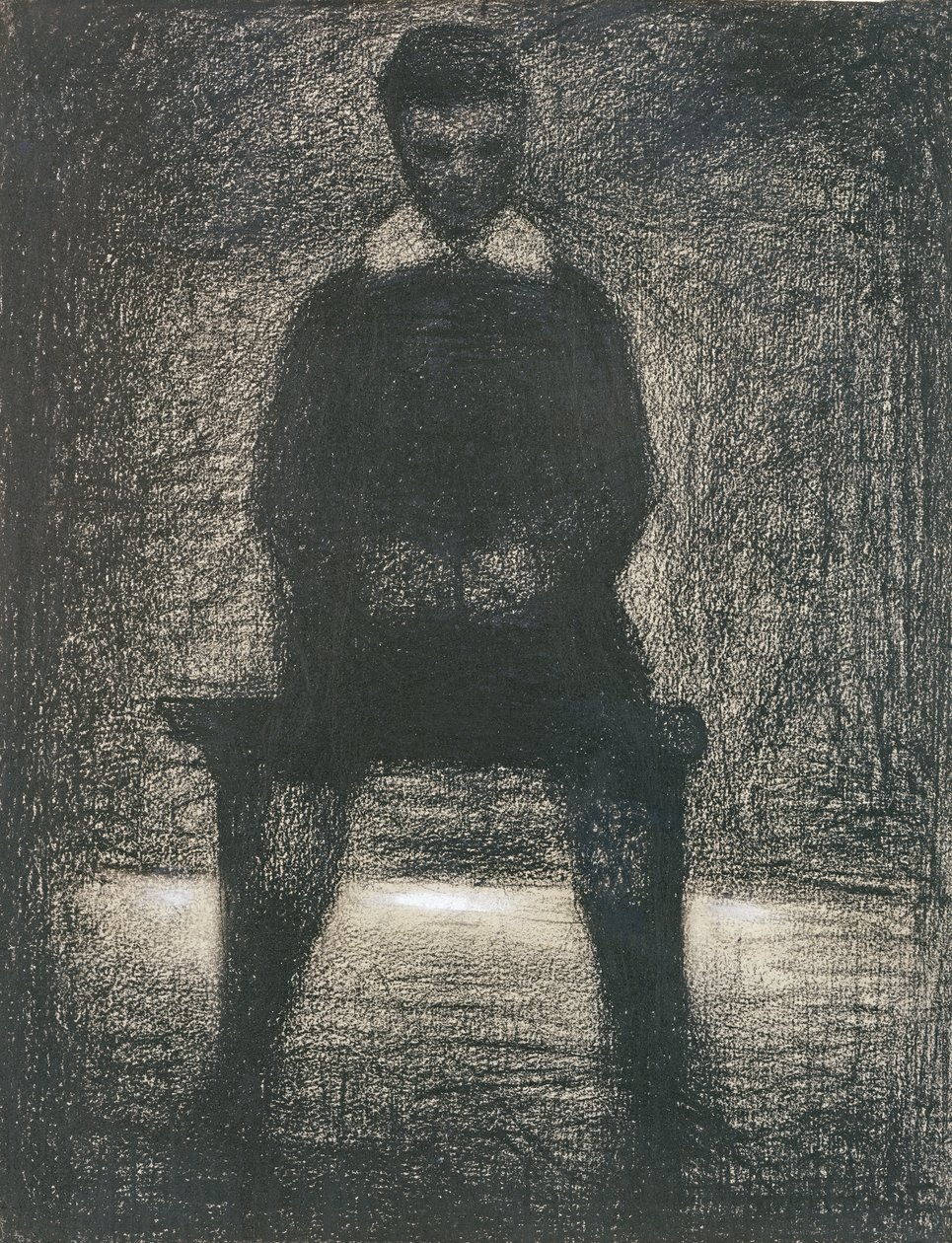 Maurice Appert Sittende, ca. 1886-88 (conte fargestift og gouache på papir) av Georges Seurat