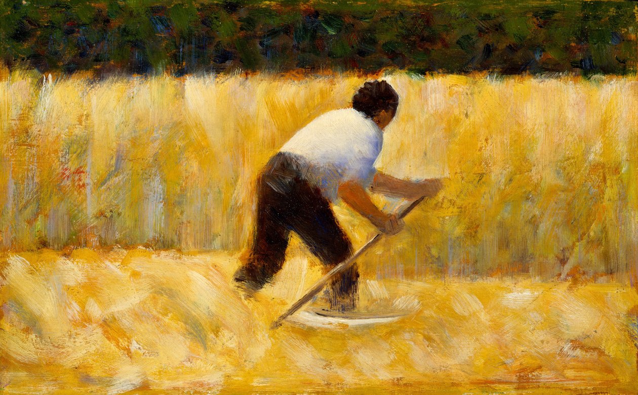 Gressklipperen, 1881-82 (olje på tre) av Georges Seurat