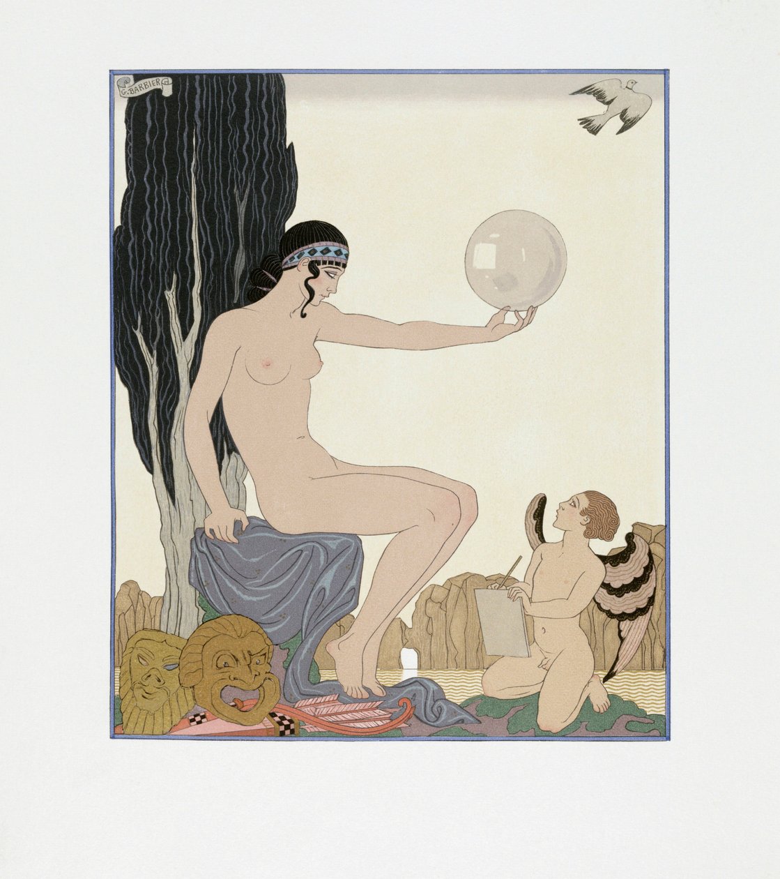 En muse inspirerer en kunstner av Georges Barbier