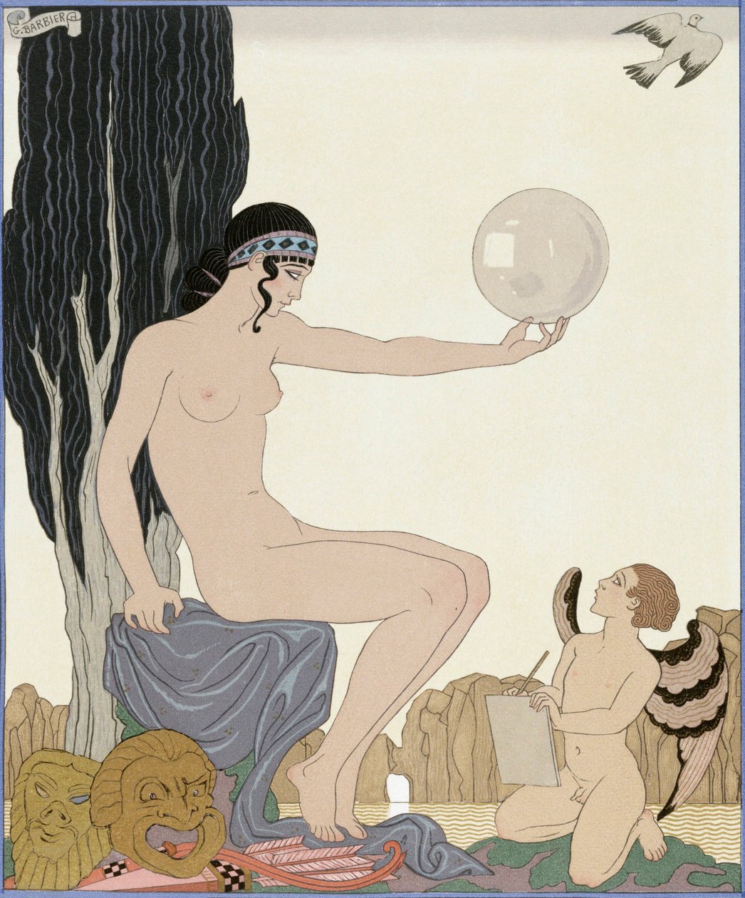En muse inspirerer en kunstner av Georges Barbier