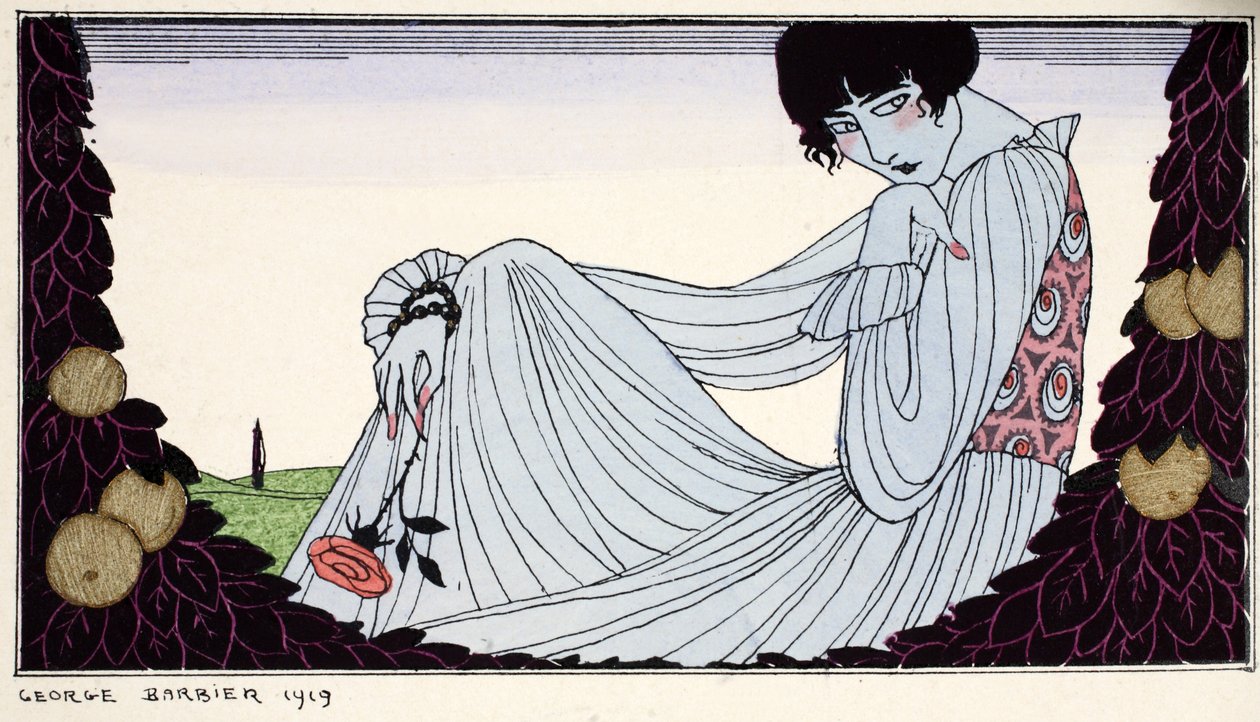 Kontemplasjon 1919 (stensiltrykk) av Georges Barbier
