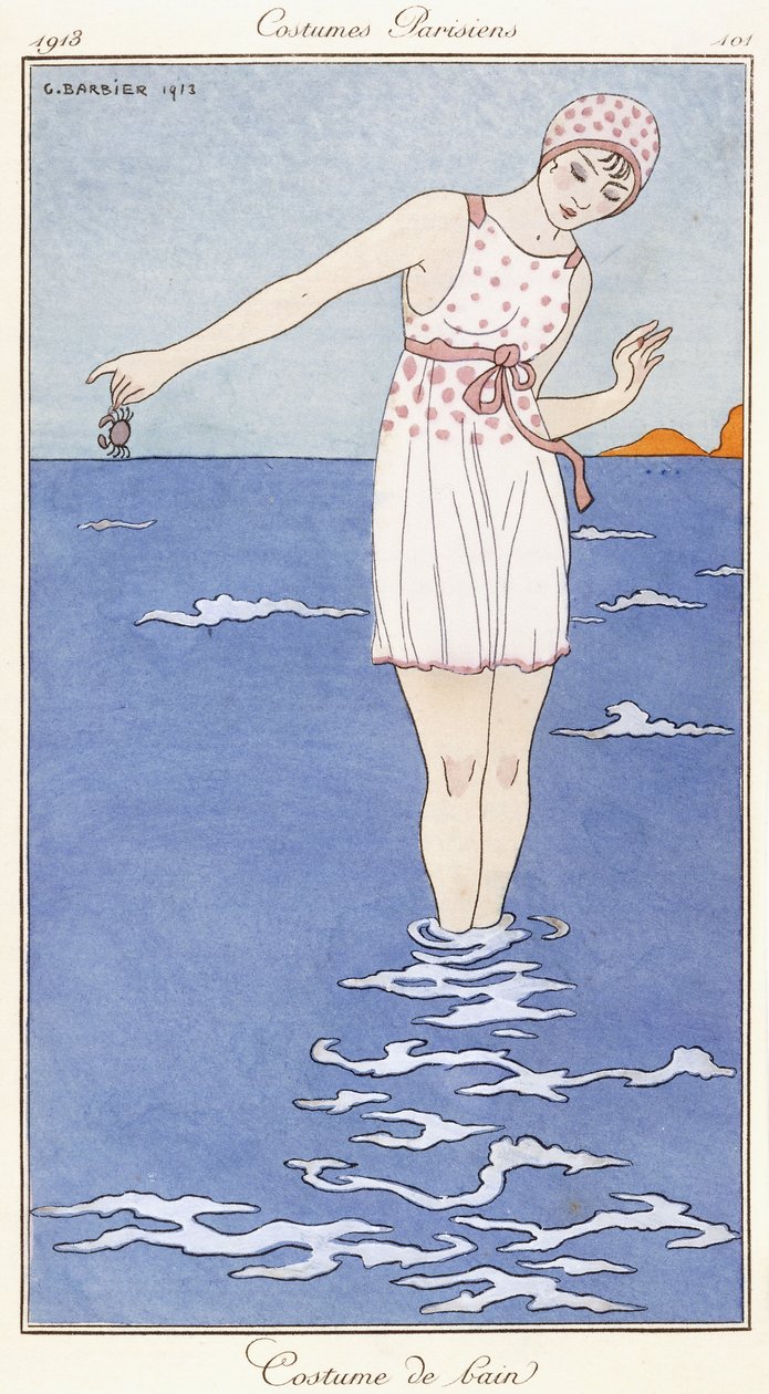 Pariserklær: Badedrakt av Georges Barbier
