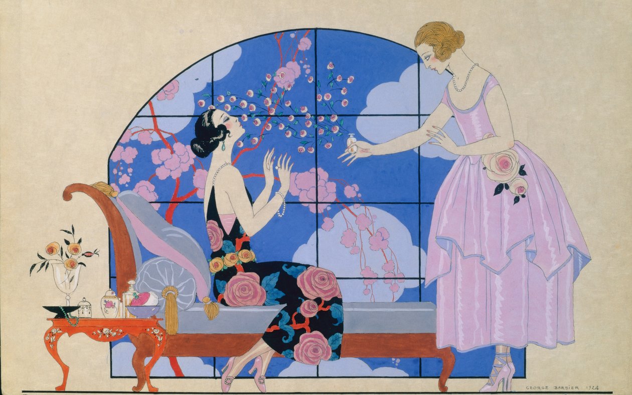 To damer i en salong av Georges Barbier