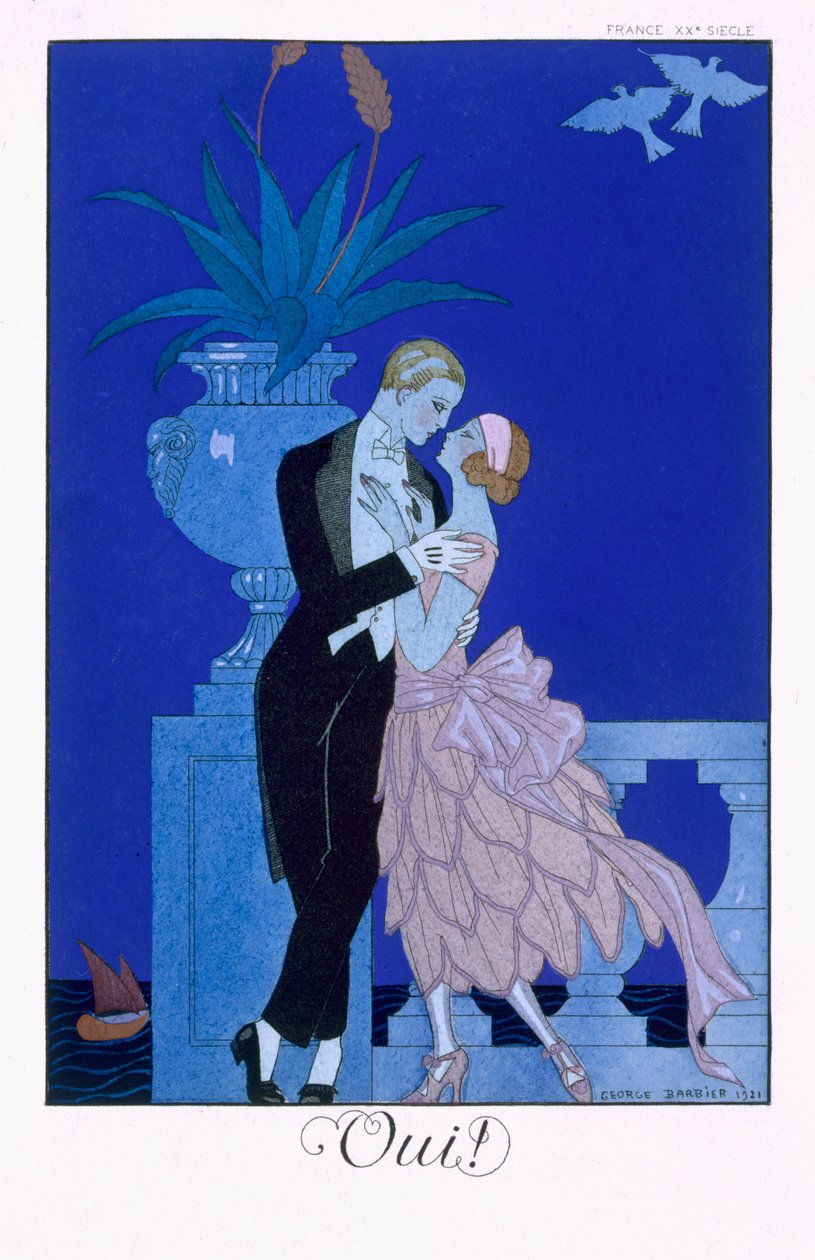 Ja! 1921 (farge litho) av Georges Barbier