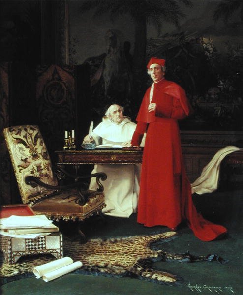 Søker inspirasjon (olje på panel) av Georges Croegaert