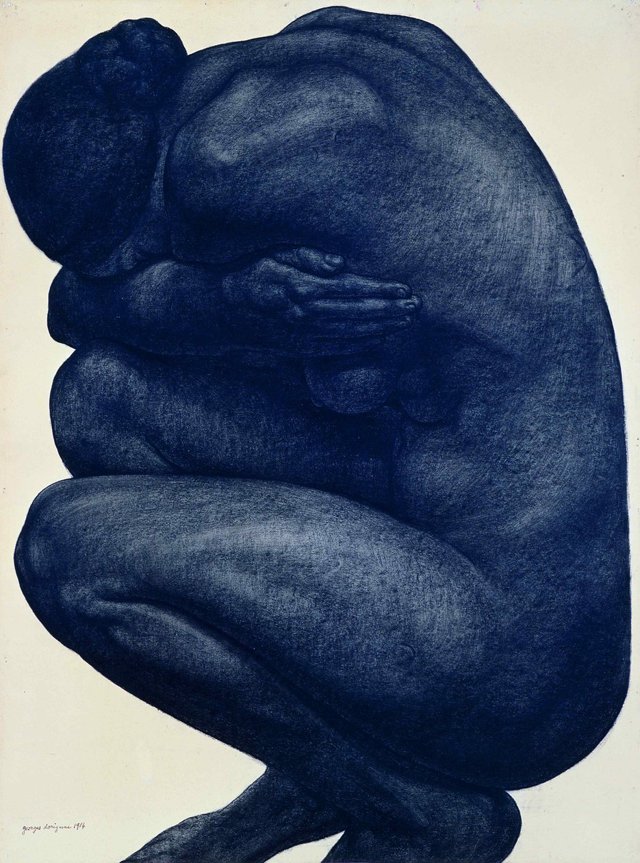 Naken kvinne på huk, 1916. av Georges Dorignac