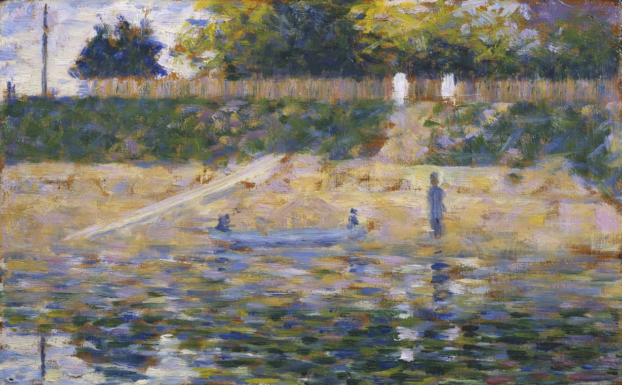 Båt ved elvebredden, ca. 1883 av Georges Pierre Seurat