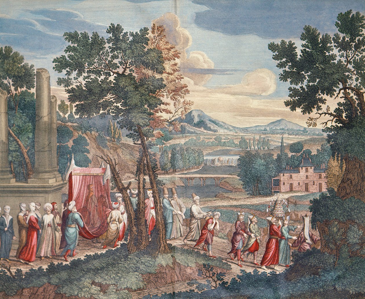 Tyrkisk ekteskapsprosesjon, 1712-13 av Gerard Jean Baptiste Scotin