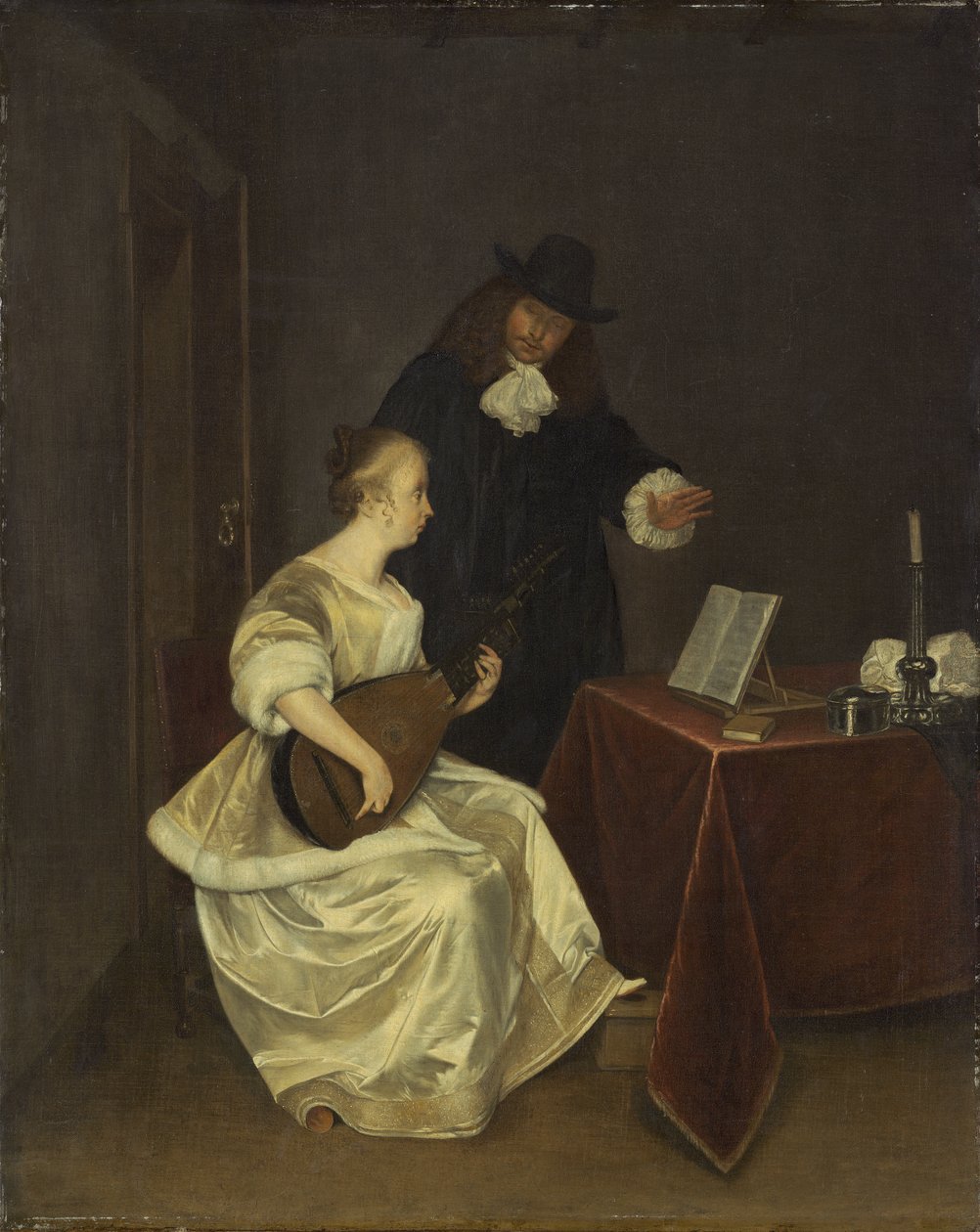 Musikktimen, ca. 1670 av Gerard ter Borch