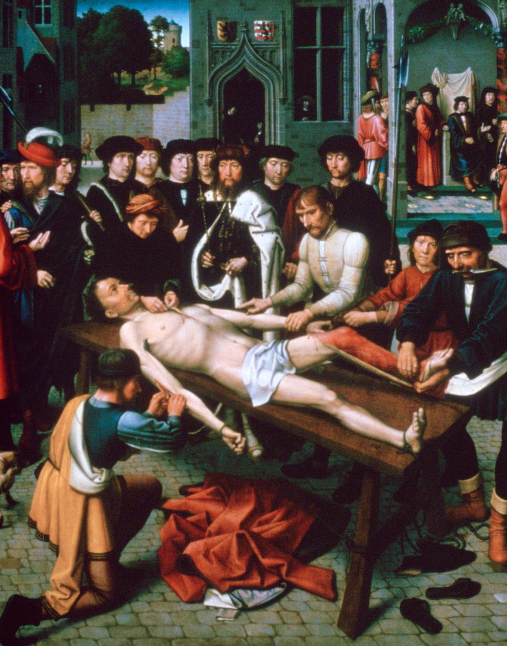 The Flaying of Sisamnes, detalj, 1498 av Gerard David
