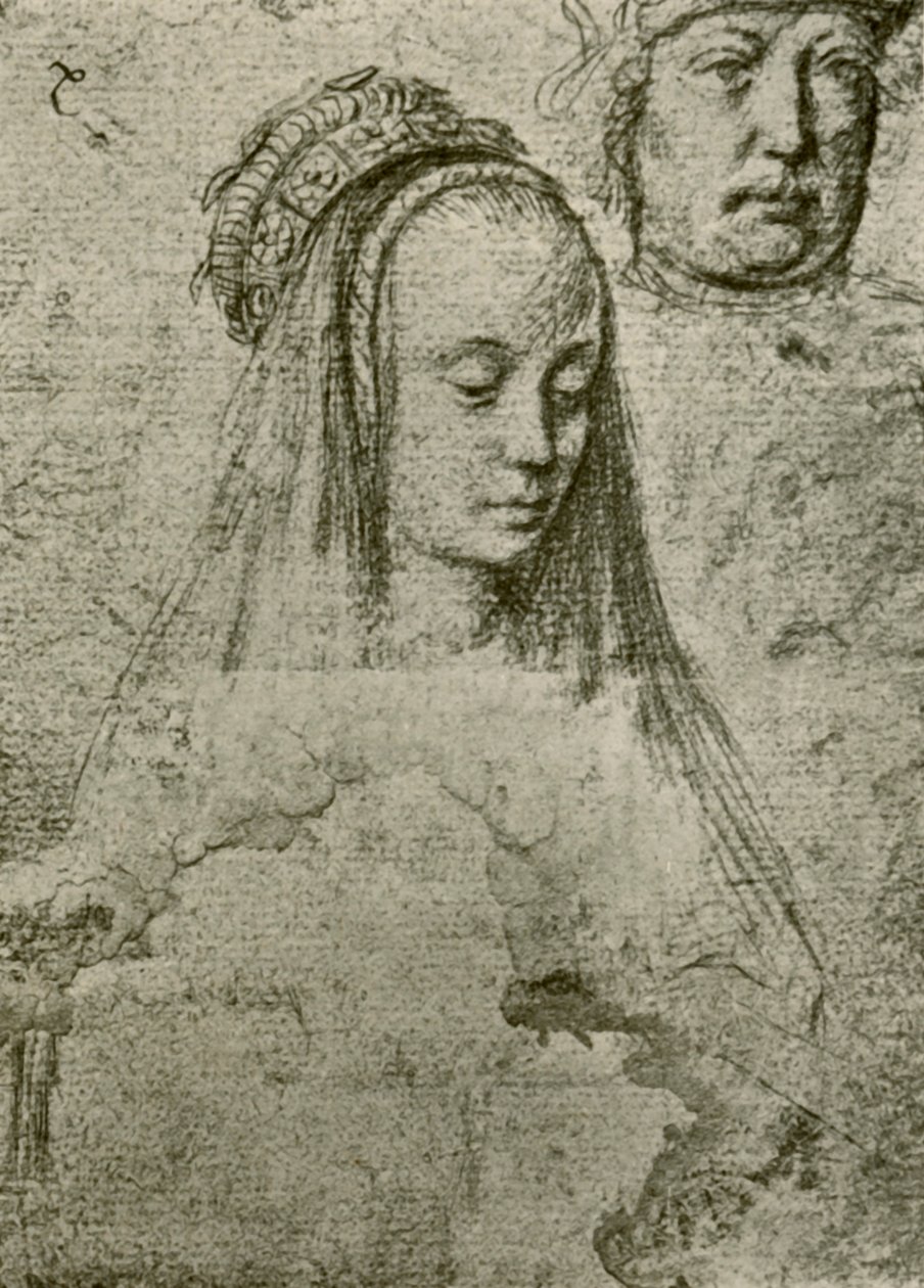 Ung kvinne med hodeplagg, 1497-1498, 1908. av Gerard David