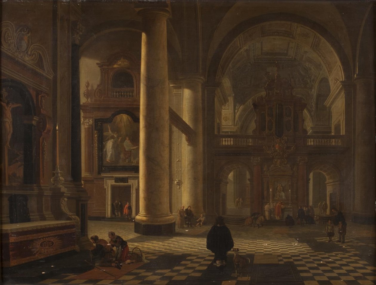 Interiør i en katolsk kirke av Gerard Houckgeest