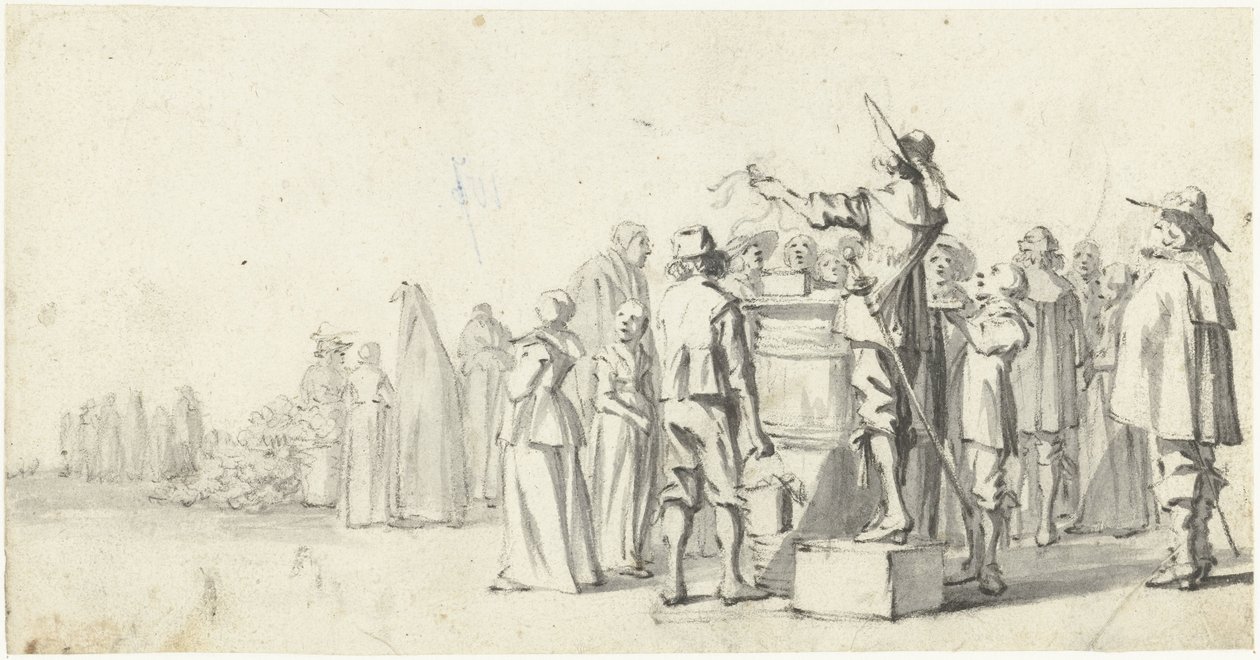Annonsør på et markedstorg av Gerard ter Borch (II)