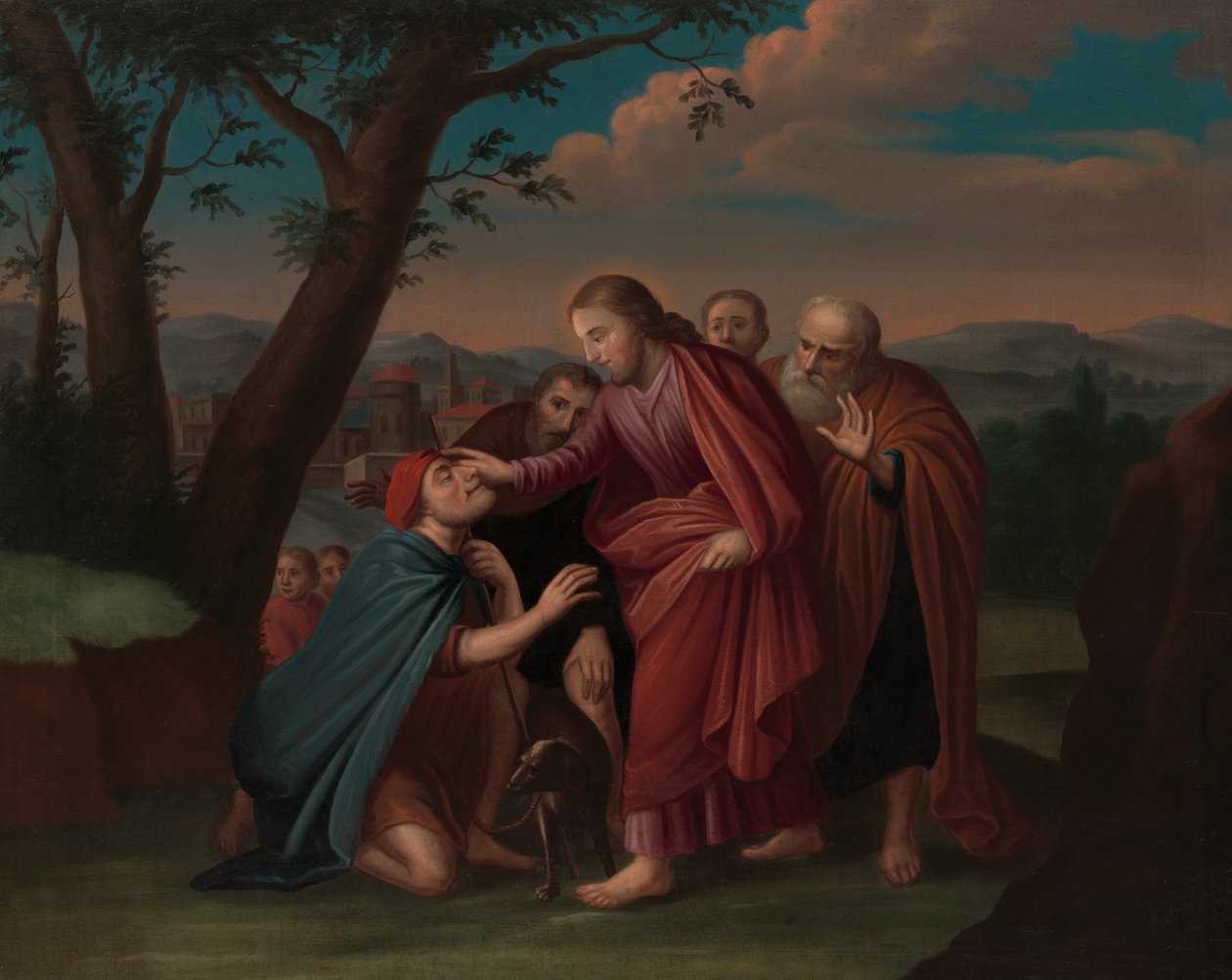 Kristus helbreder den blinde, ca. 1725-30. av Gerardus Duyckinck