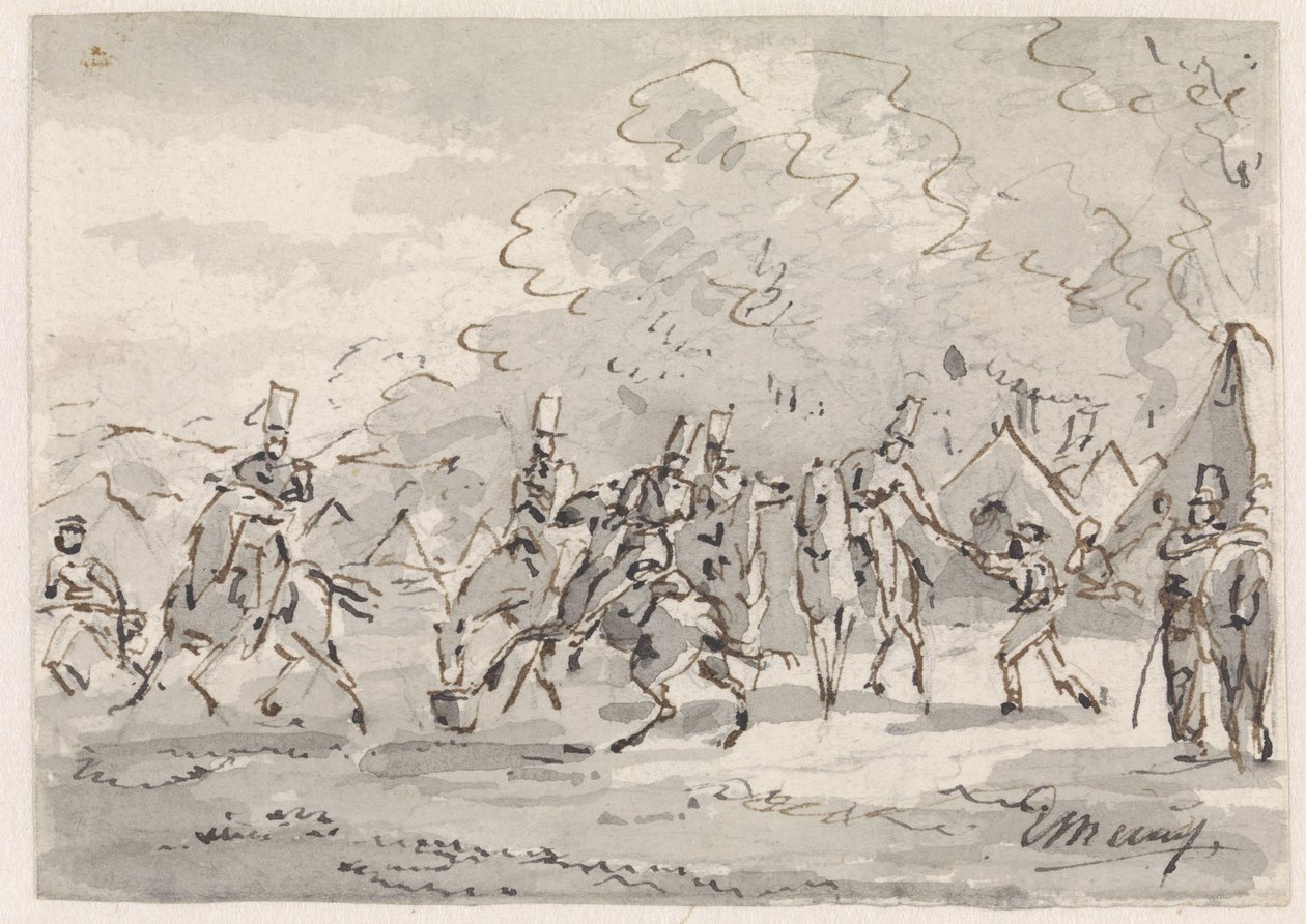 Kavaleri ved teltleir av Gerardus Emaus de Micault