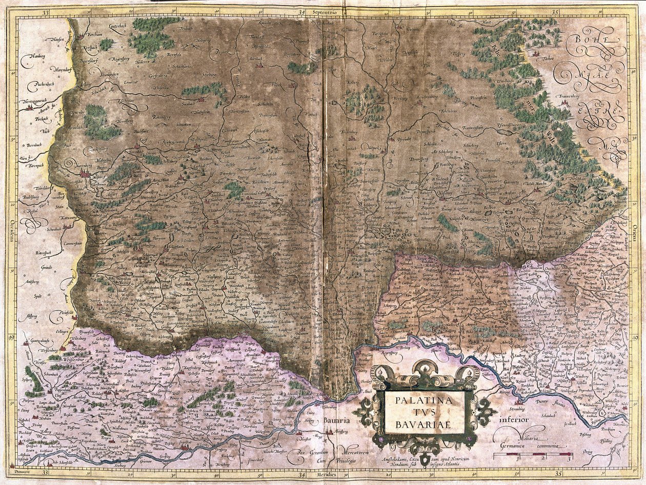 Bayern, Tyskland (gravering av Gerardus Mercator