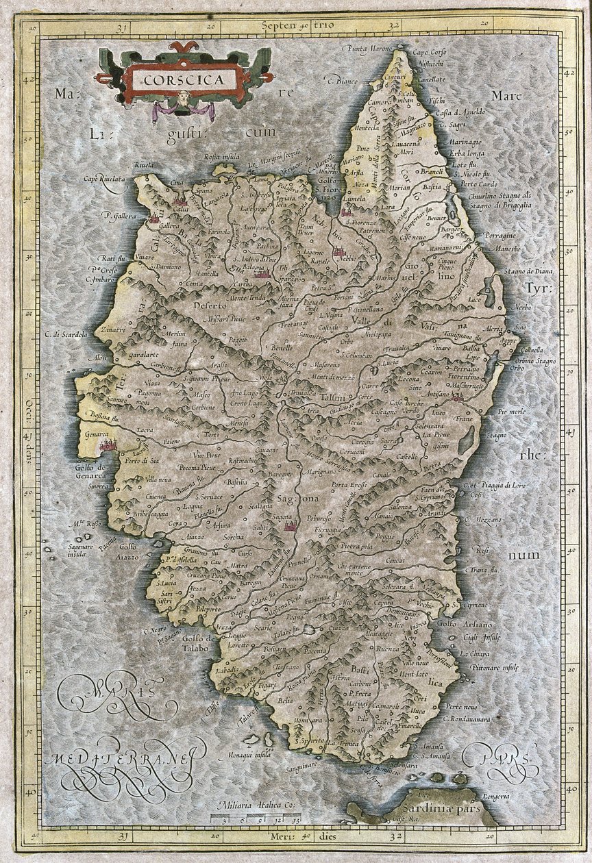 Korsika, Frankrike (gravering av Gerardus Mercator