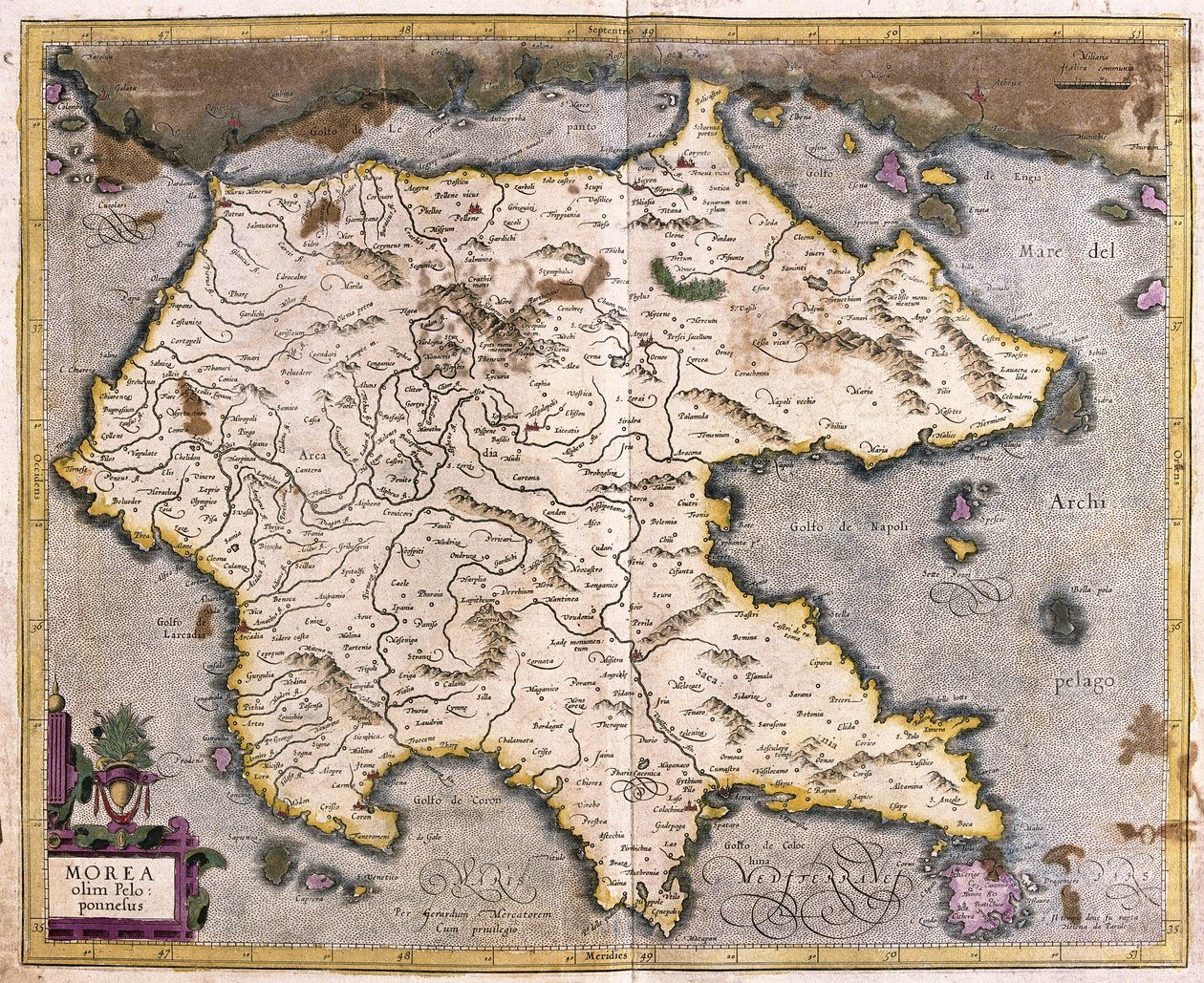 Hellas og Peloponnes (gravering av Gerardus Mercator