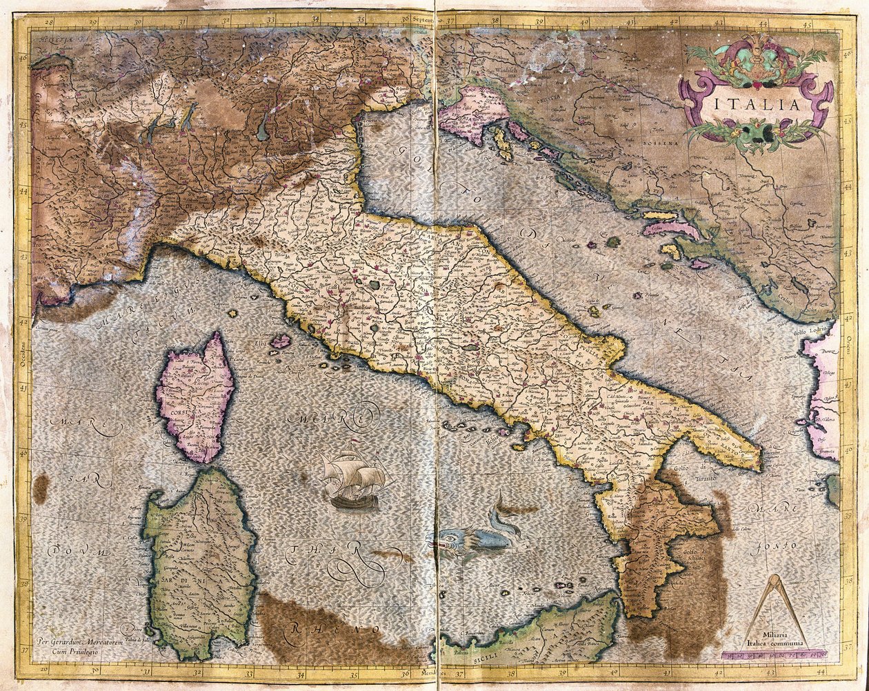 Italia (gravering av Gerardus Mercator