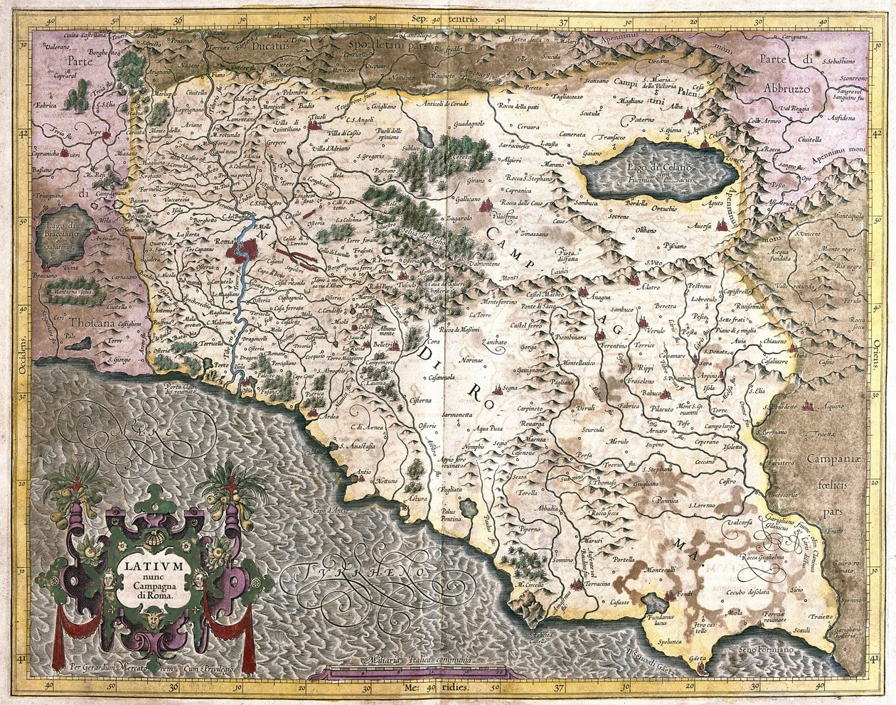 Lazio, Italia (gravering av Gerardus Mercator