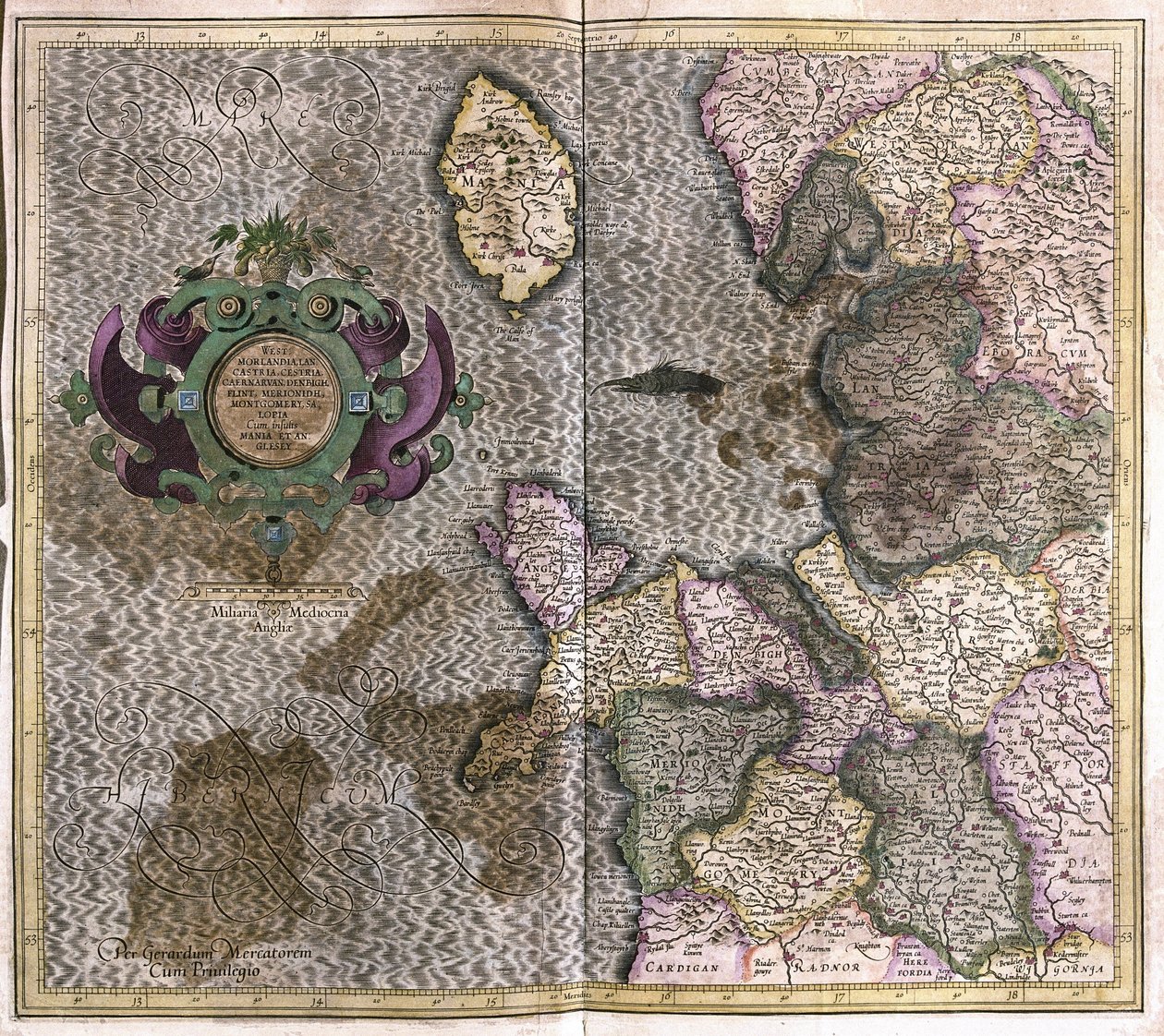 Nordvest-England (gravering av Gerardus Mercator