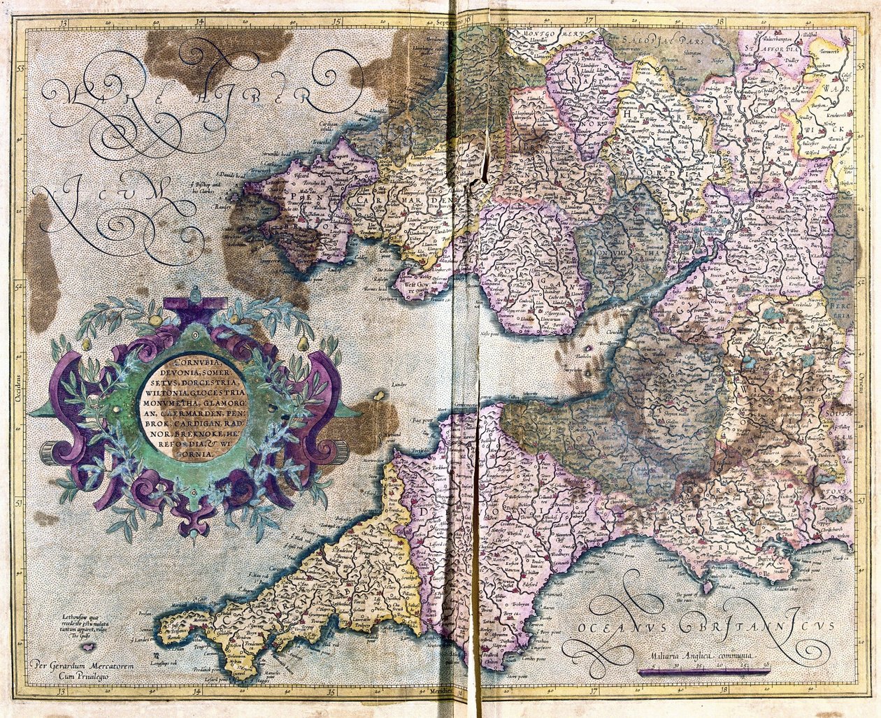 Sørvest-England (gravering av Gerardus Mercator