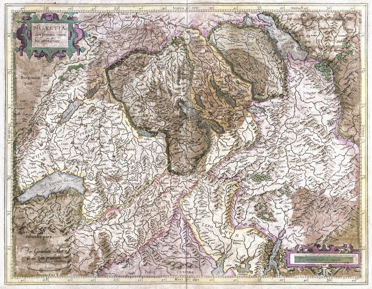 Sveits (gravering av Gerardus Mercator