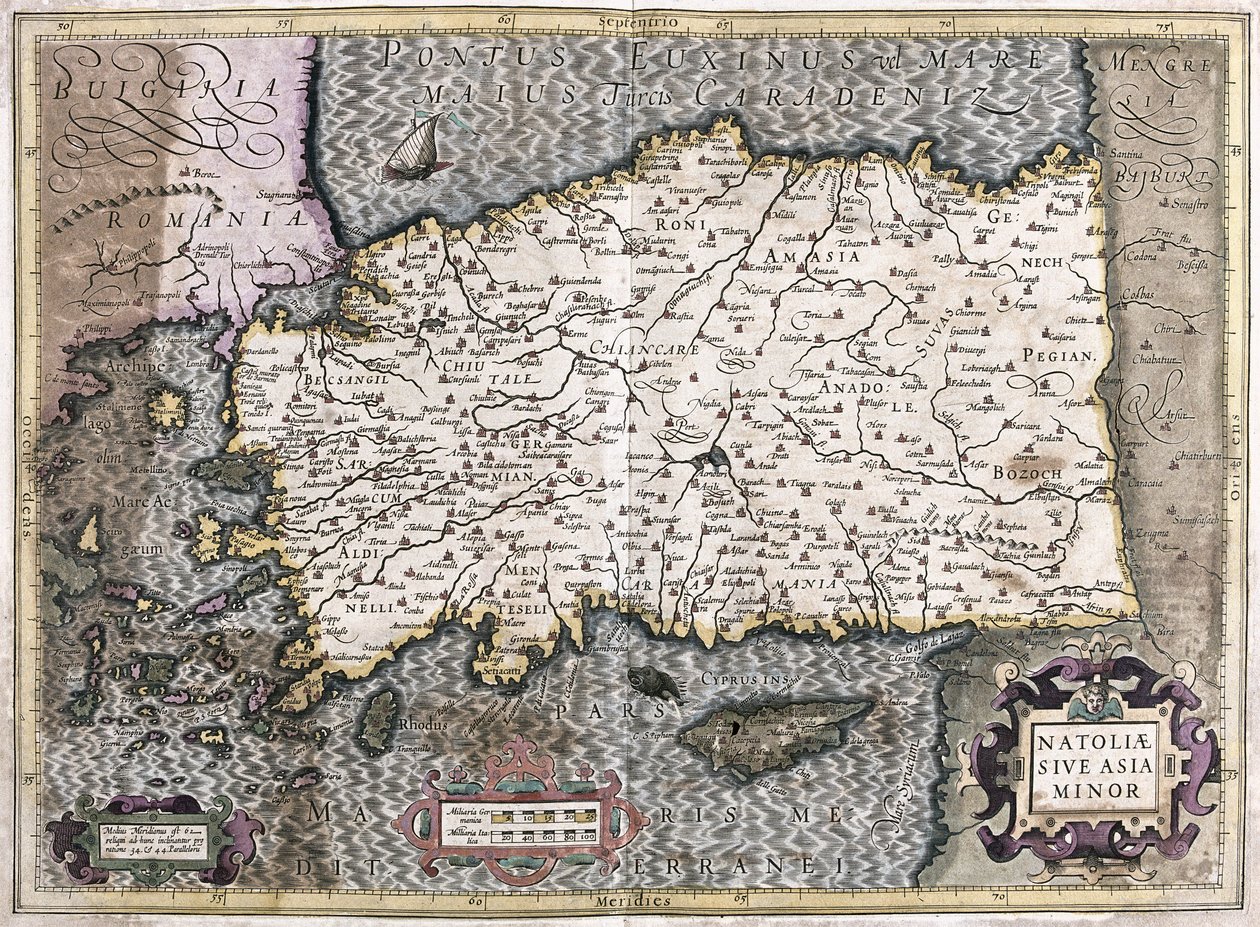 Tyrkia - Kypros (gravering av Gerardus Mercator
