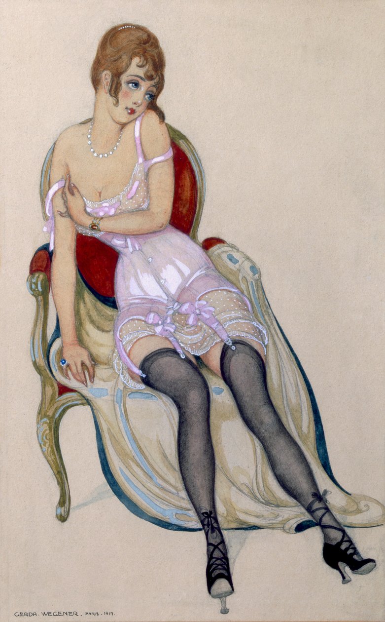 Dame i undertøy av Gerda Marie Frederike Wegener