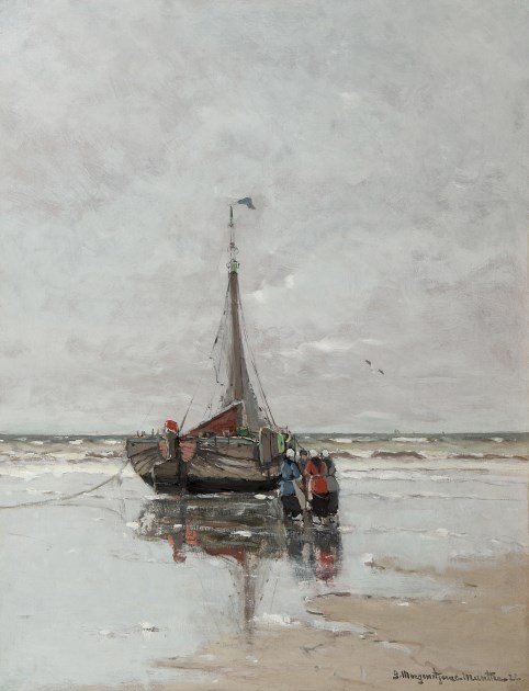 Fiskekvinner med en bombe på stranden av Gerhard Morgenstjerne Munthe