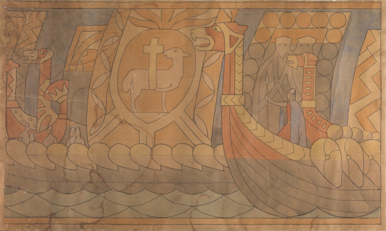 Folkloretegning, 1895-1898. av Gerhard Munthe