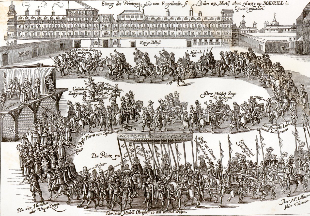 Prins Charles I:s inntreden i Madrid, 1623 av German School