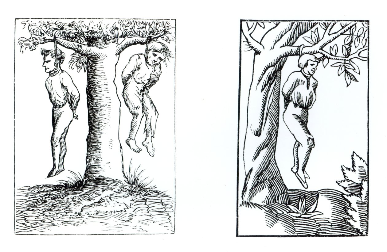 Henrettelse av dommene fra det hemmelige tribunalet, etter tresnitt i Cosmographie Universelle of Munster, publisert 1552 av German School